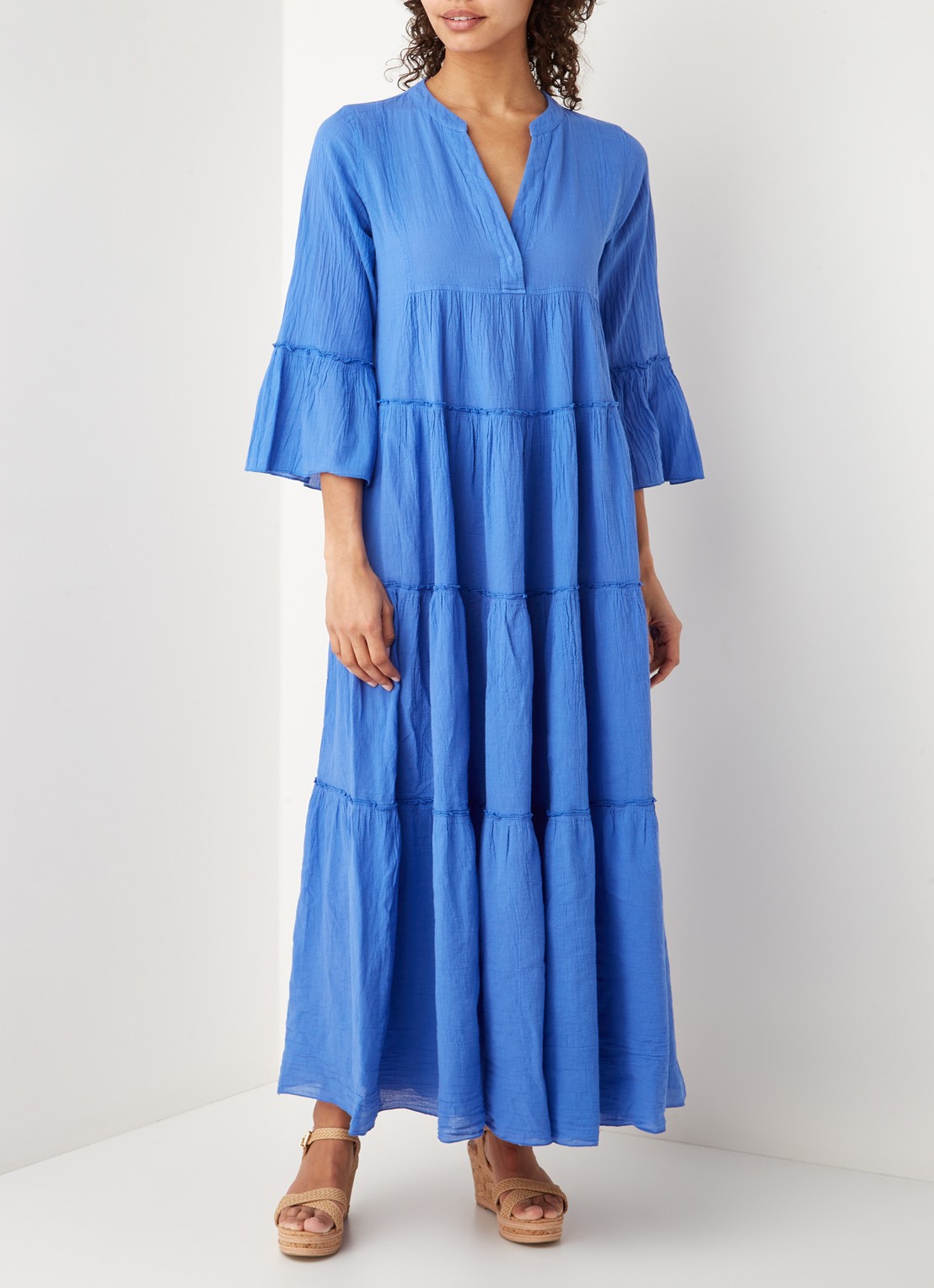 Devotion Ella maxi tuniekjurk van katoen - voorkant 4 blauw