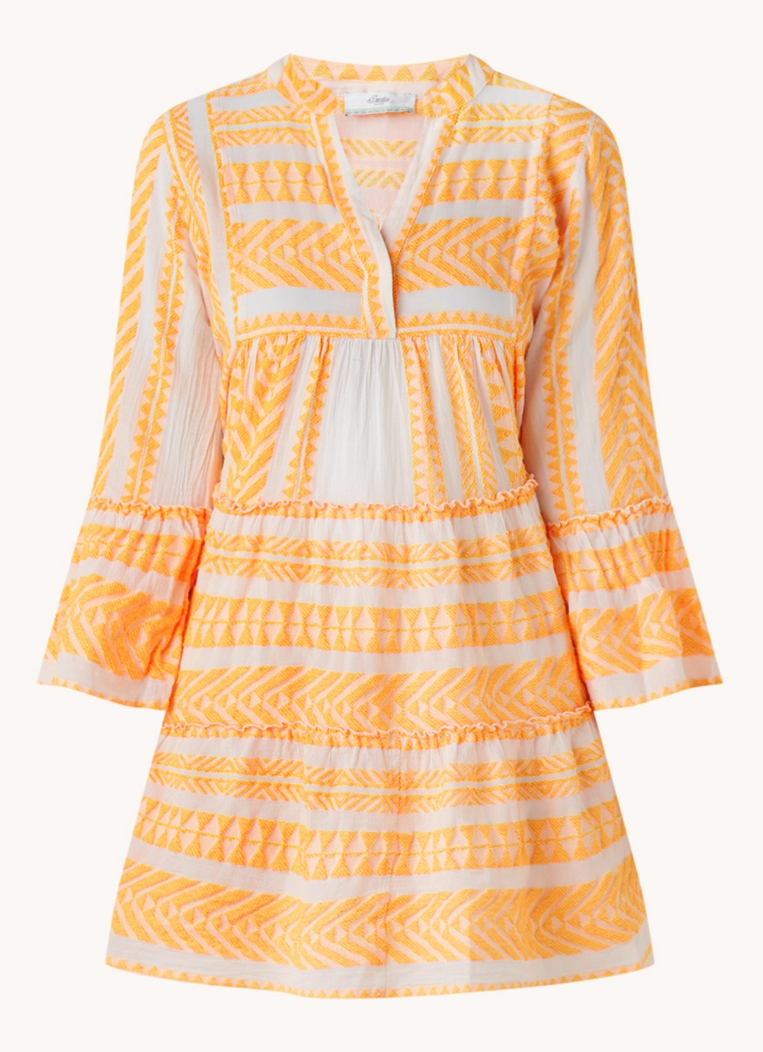 Devotion Ella mini strandjurk met print  - voorkant 3 orange
