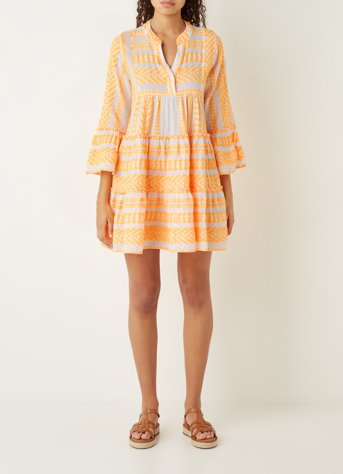 Devotion Ella mini strandjurk met print  - voorkant 4 orange