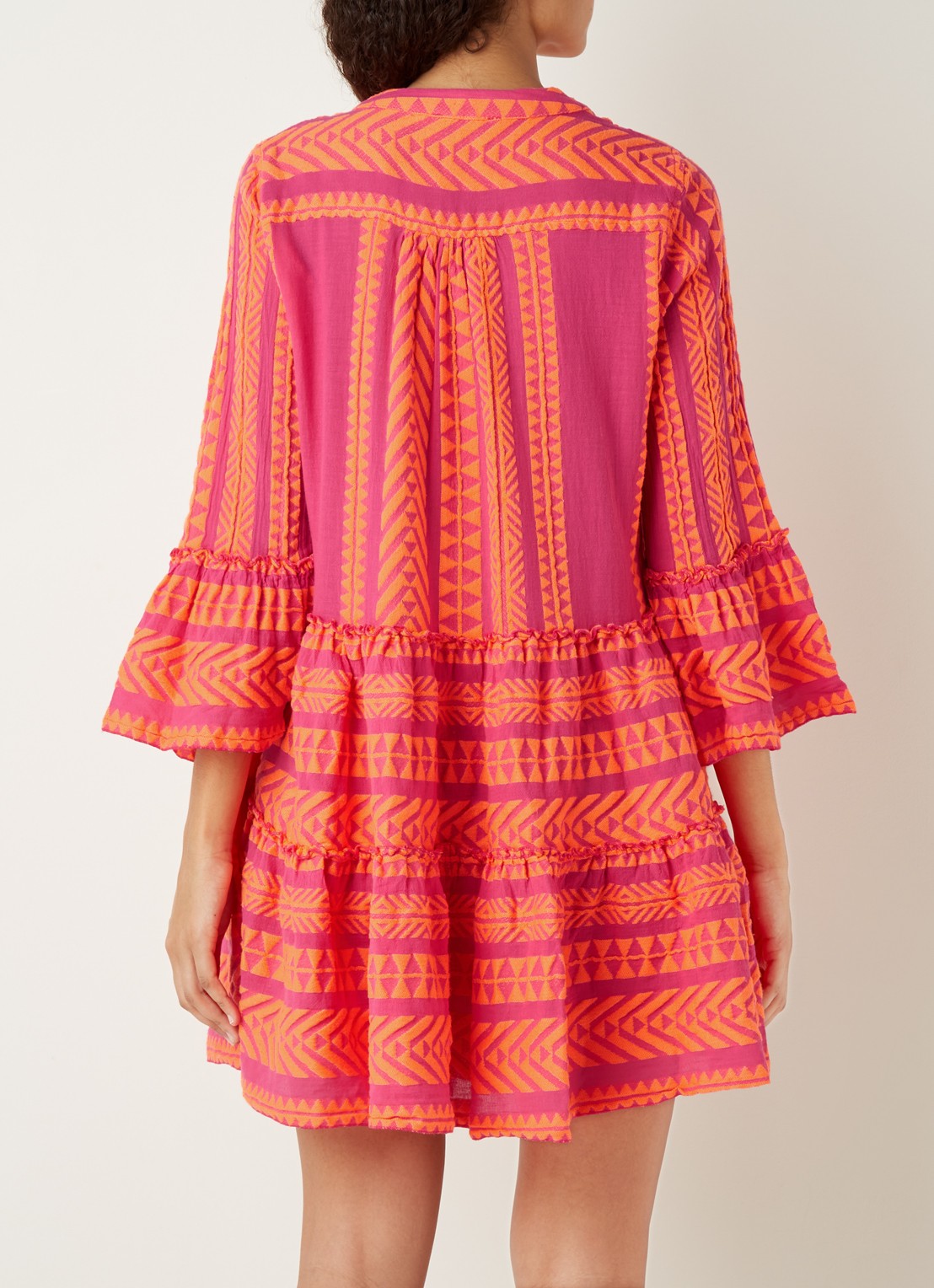 Devotion Ella mini strandjurk met print  - achterkant 3 donkerroze
