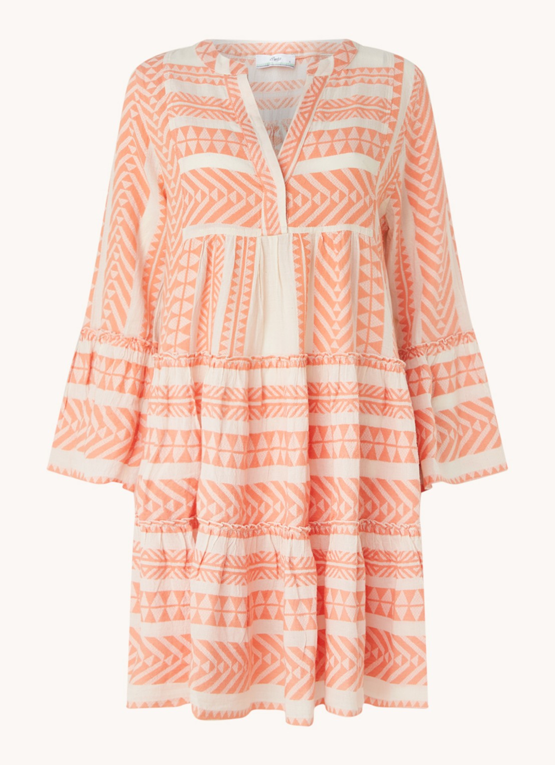 Devotion Ella mini tuniekjurk met print - voorkant zalmroze