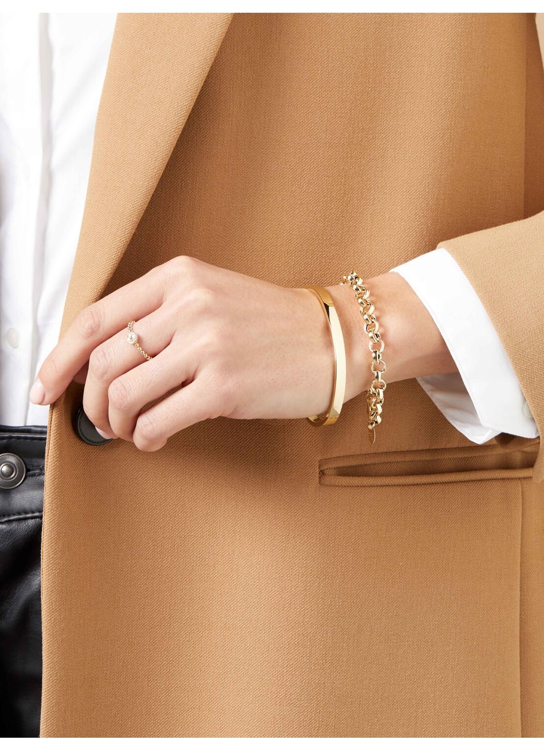 Diamond Point Bangle (S) Timeless Treasures - voorkant 2 geelgoud