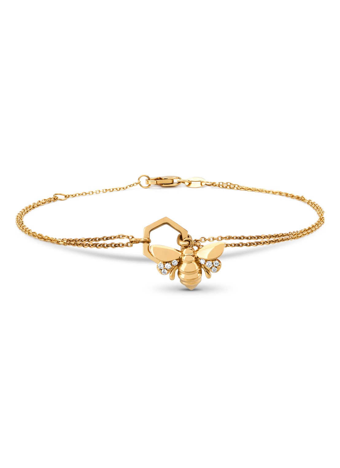 Diamond Point Geelgouden armband, 0.03 ct diamant, Queen Bee - voorkant geelgoud