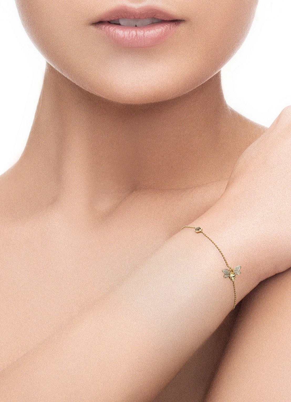 Diamond Point Geelgouden armband 0.10 ct rookkwarts Queen Bee - voorkant 2 geelgoud