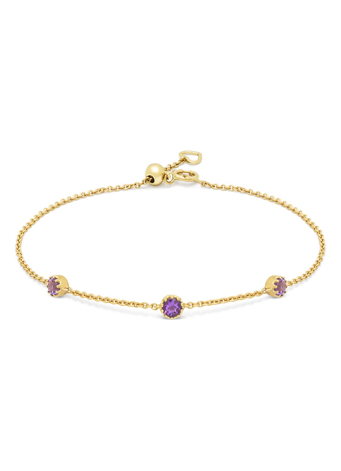Diamond Point Geelgouden armband, 0.32 ct paarse amethist, Joy - voorkant geelgoud