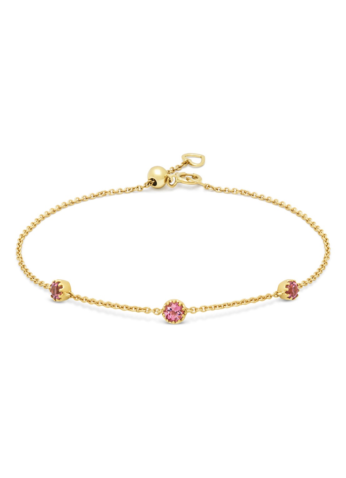 Diamond Point Geelgouden armband, 0.36 ct roze toermalijn, Joy - voorkant geelgoud