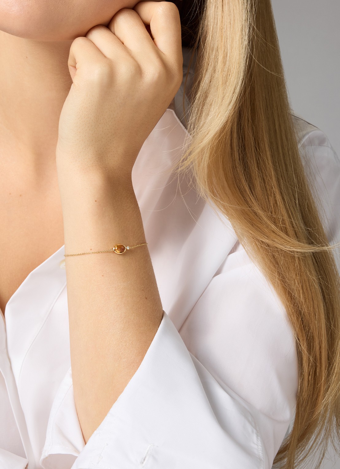 Diamond Point Geelgouden armband, 0.85 ct citrien, Little Drops - voorkant 2 geelgoud