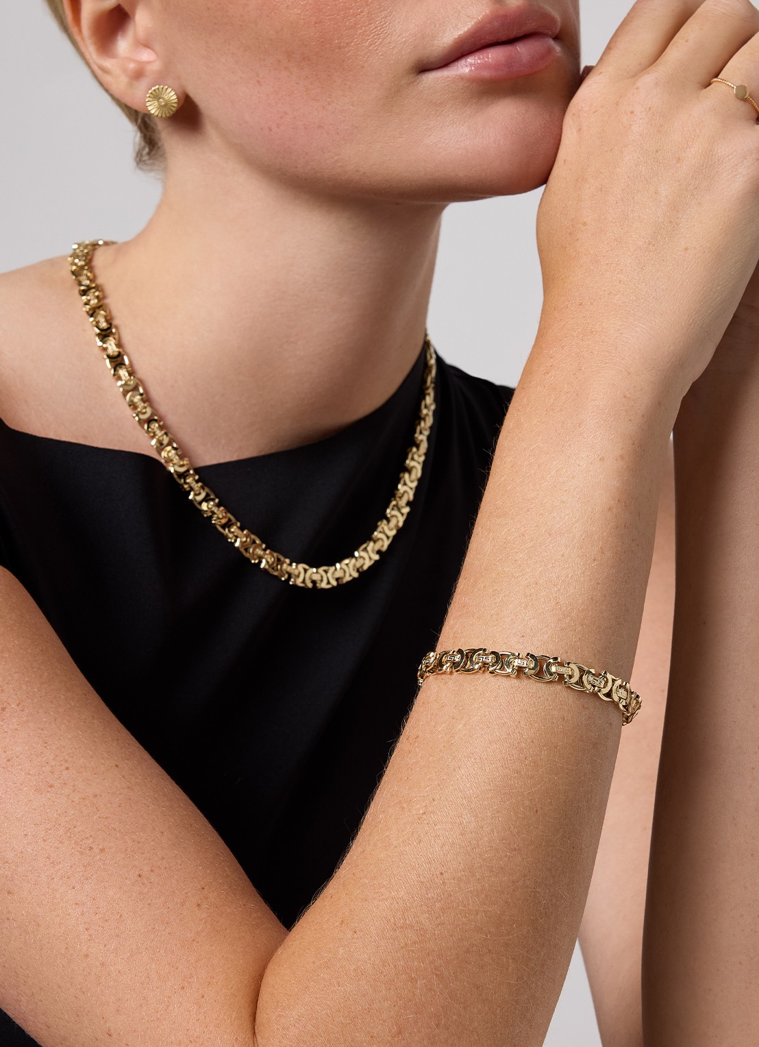 Diamond Point Geelgouden armband Timeless Treasures 19 cm - voorkant 2 geelgoud