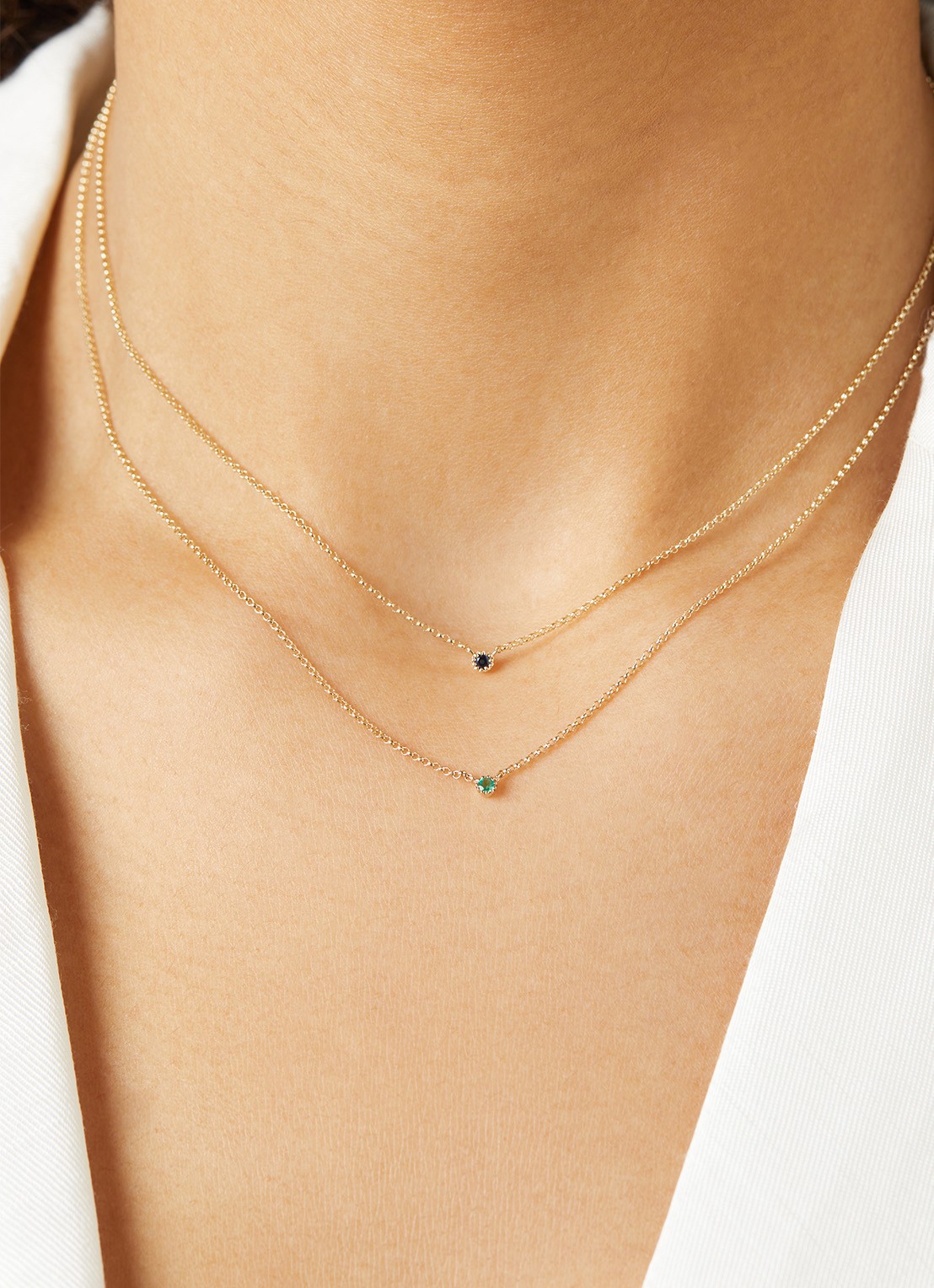 Diamond Point Geelgouden collier 0.04 ct smaragd Joy - voorkant 2 goud