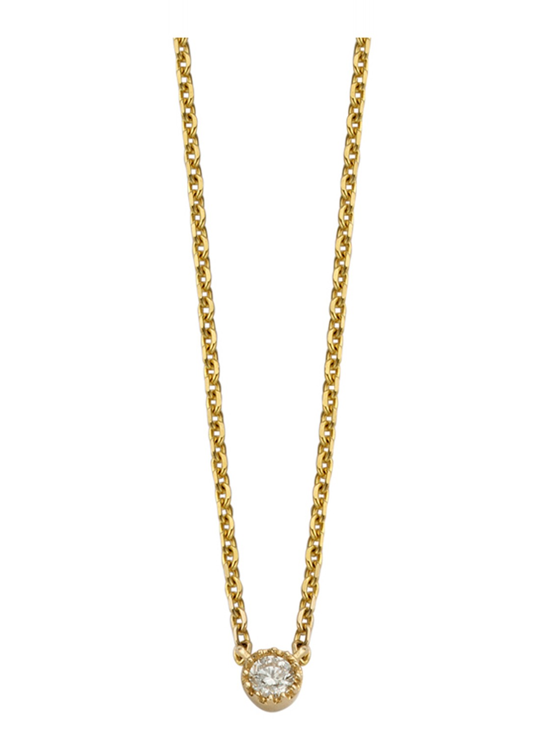 Diamond Point Geelgouden collier 0.05 ct diamant Joy - voorkant 2 goud