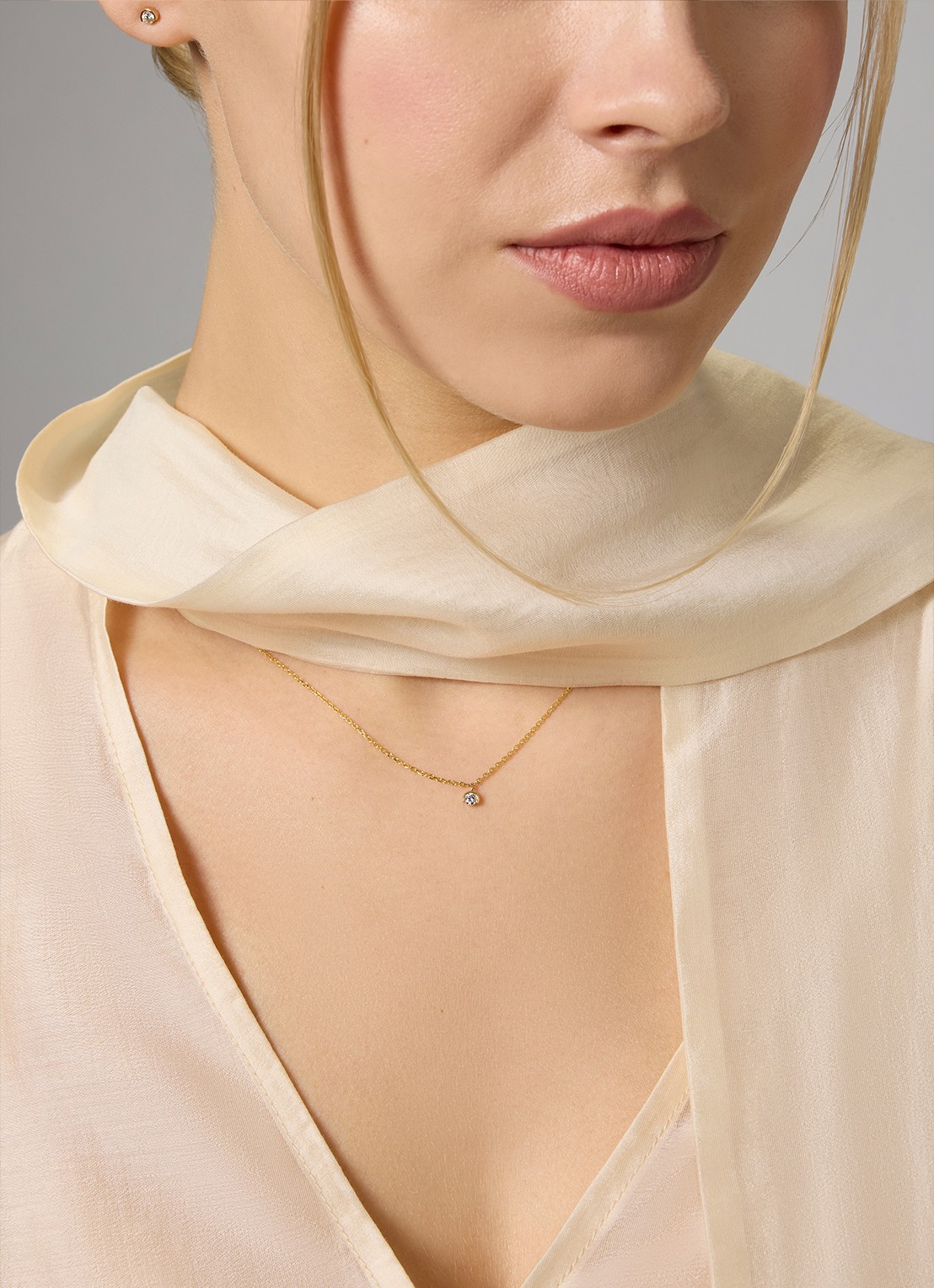 Diamond Point Geelgouden collier, 0.08 ct diamant, Starlight - voorkant 2 geelgoud