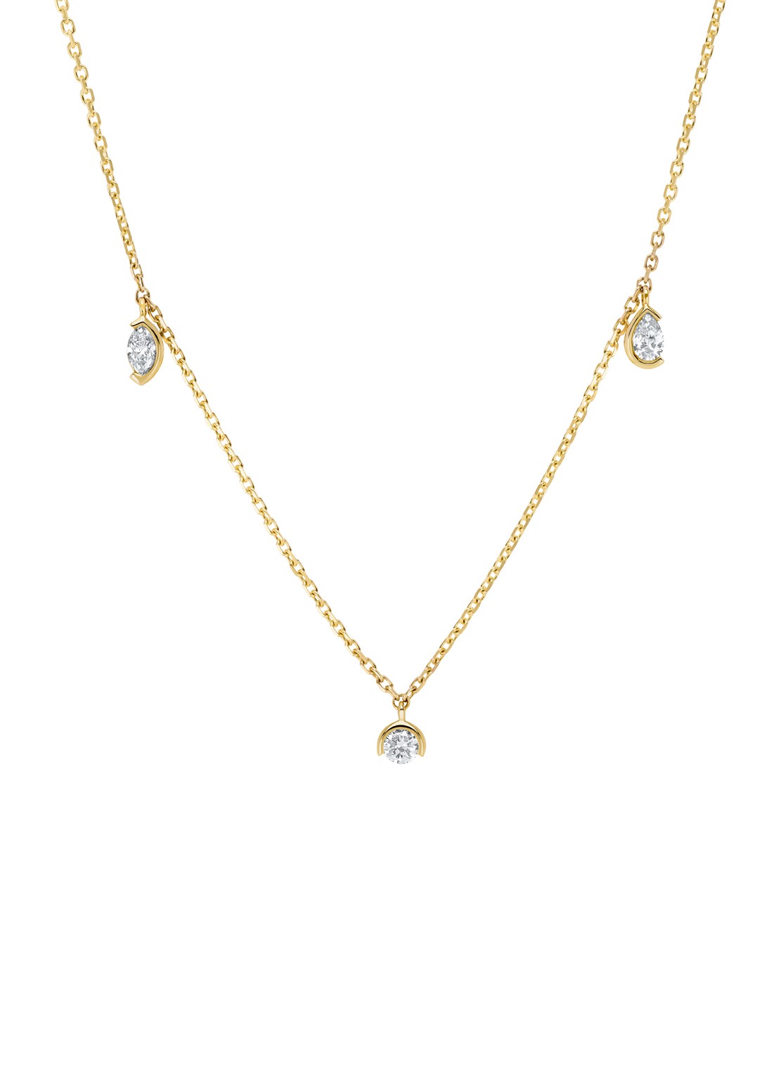 Diamond Point Geelgouden collier, 0.25 ct diamant, Starlight - voorkant 2 geelgoud