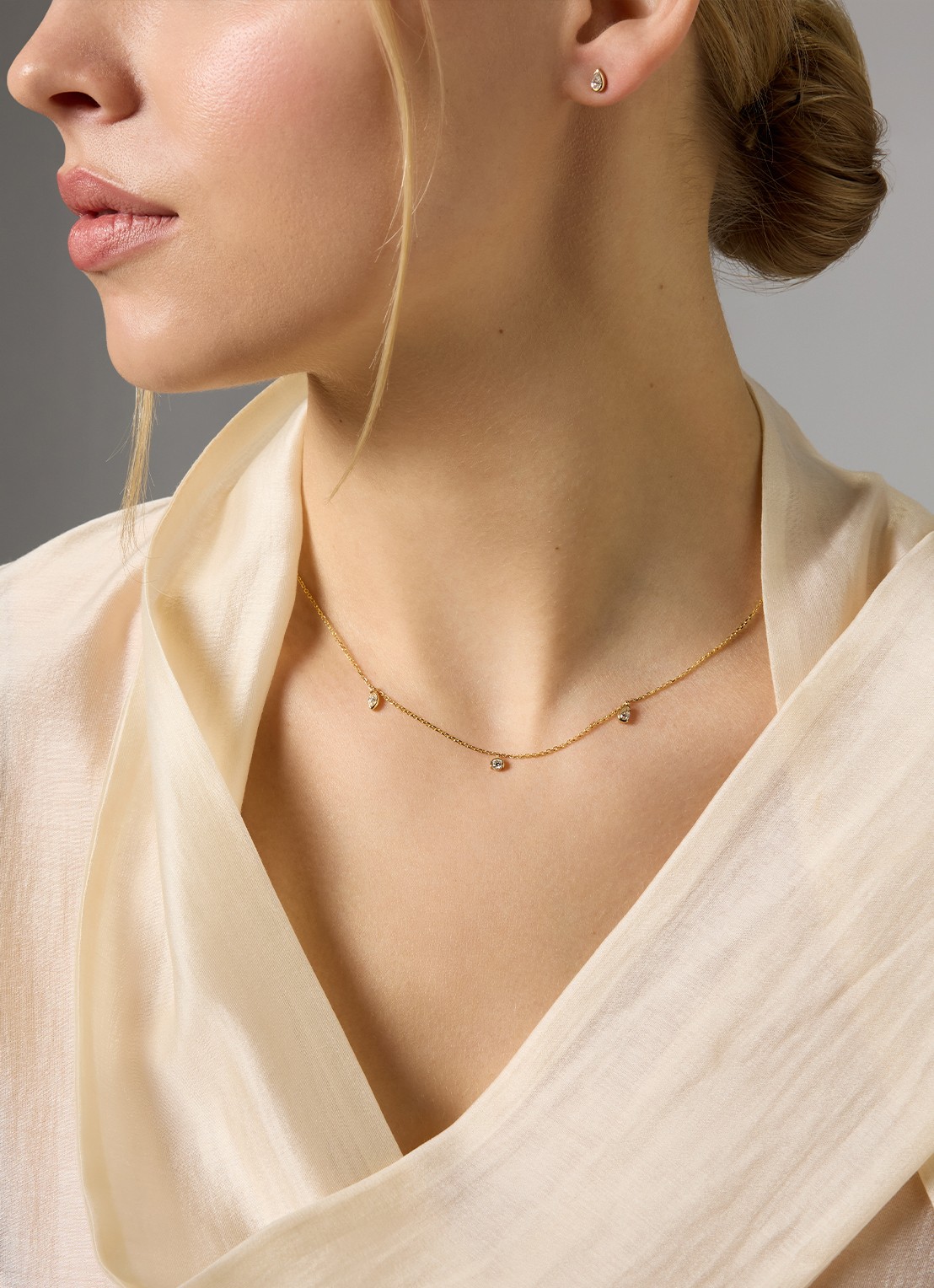 Diamond Point Geelgouden collier, 0.25 ct diamant, Starlight - voorkant 3 geelgoud