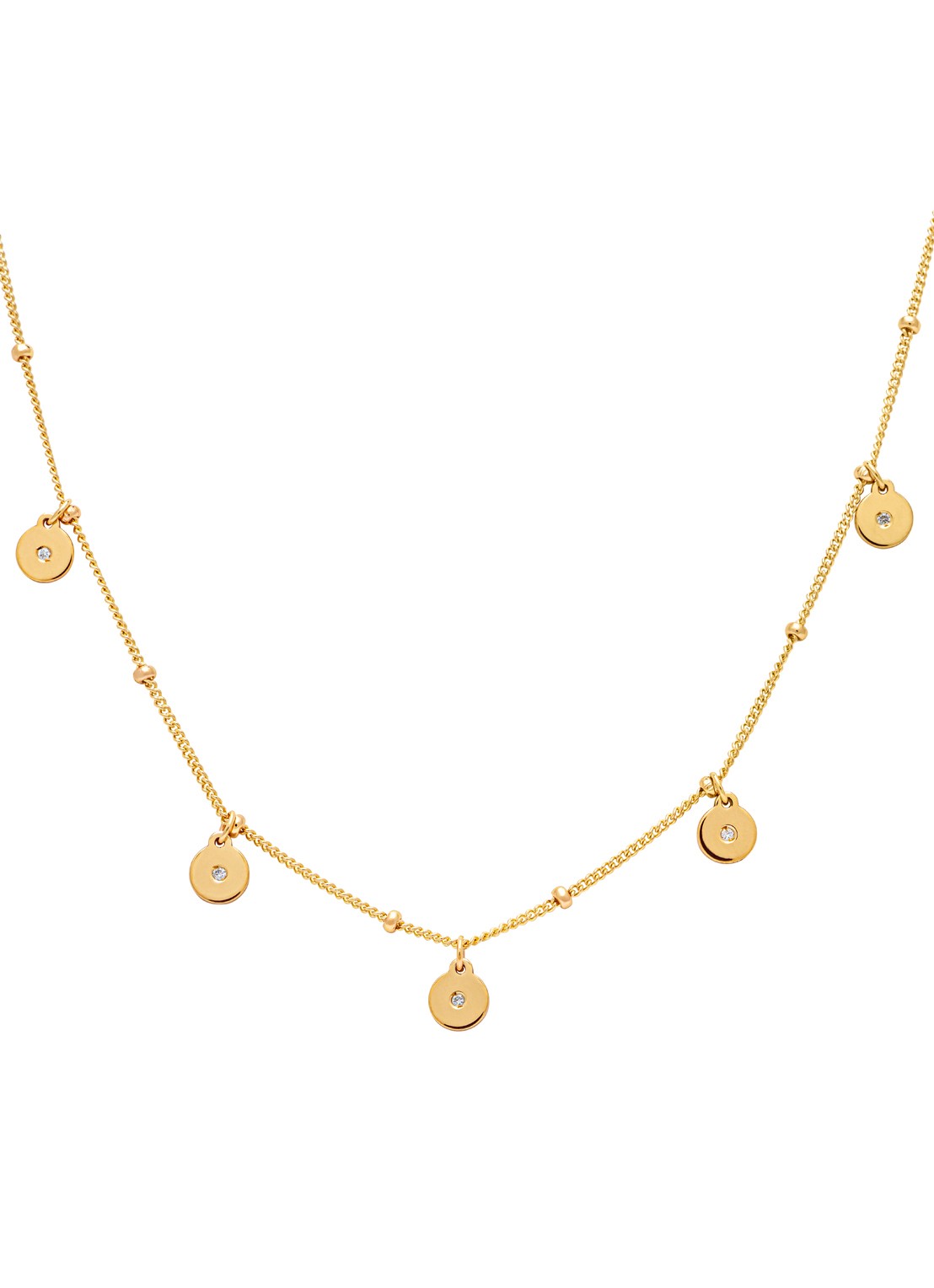 Diamond Point Geelgouden collier met 0.03 ct diamant, Marigold - voorkant geelgoud