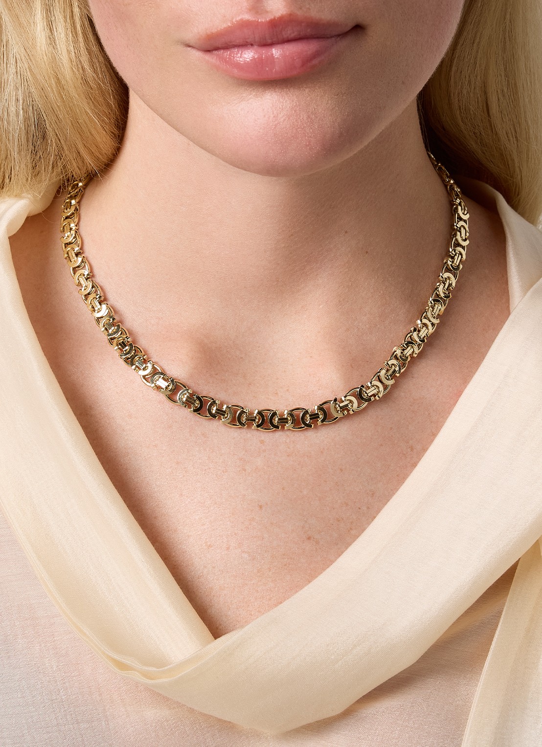 Diamond Point Geelgouden collier Timeless Treasures 45 cm - voorkant 5 geelgoud