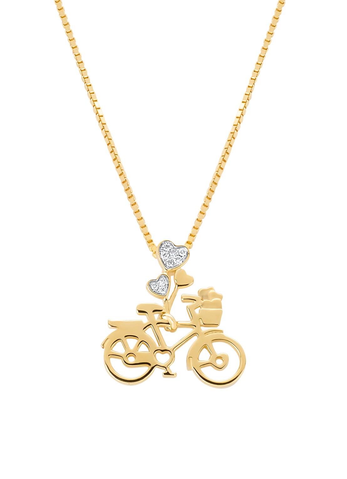 Diamond Point Geelgouden Fiets hanger, 0.03 ct diamant, Dutch icons - voorkant geelgoud