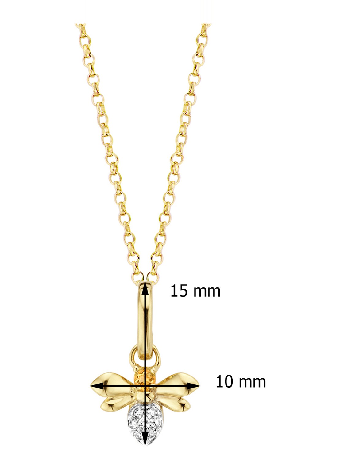 Diamond Point Geelgouden hanger 0.03 ct citrien Queen Bee - detail 2 geelgoud