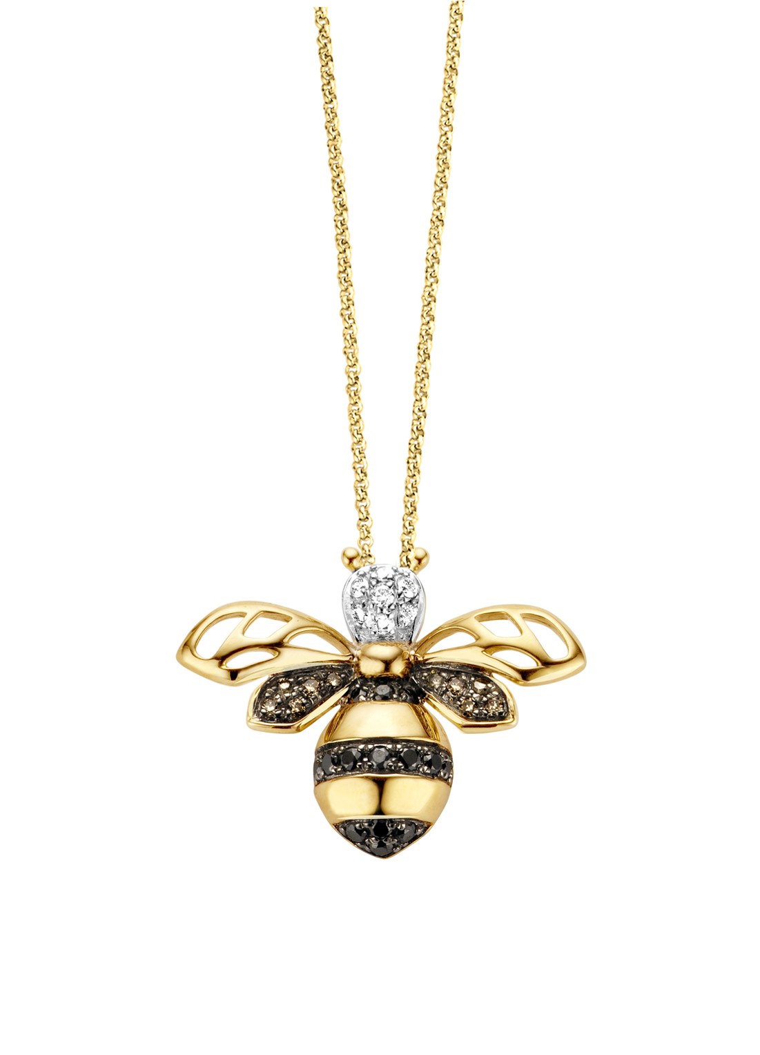 Diamond Point Geelgouden hanger 0.09 ct diamant Queen Bee - voorkant 2 goud