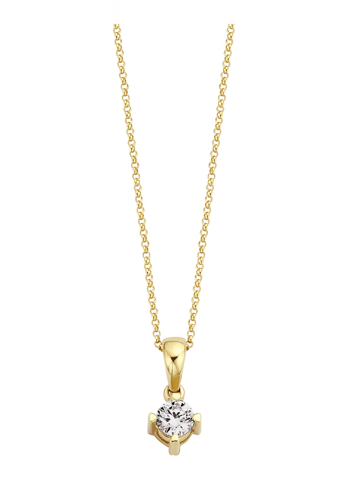 Diamond Point Geelgouden hanger 0.16 ct diamant Hearts & Arrows - voorkant goud