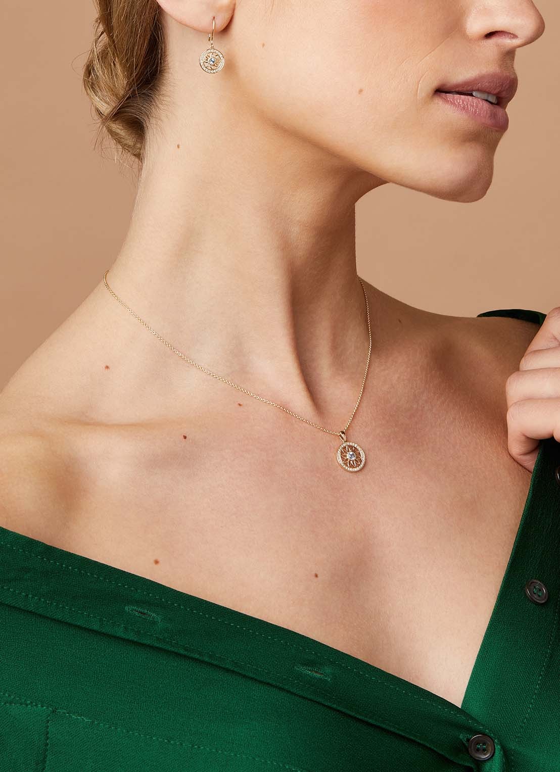 Diamond Point Geelgouden hanger, 0.17 ct topaas, Birthstones - voorkant 2 geelgoud