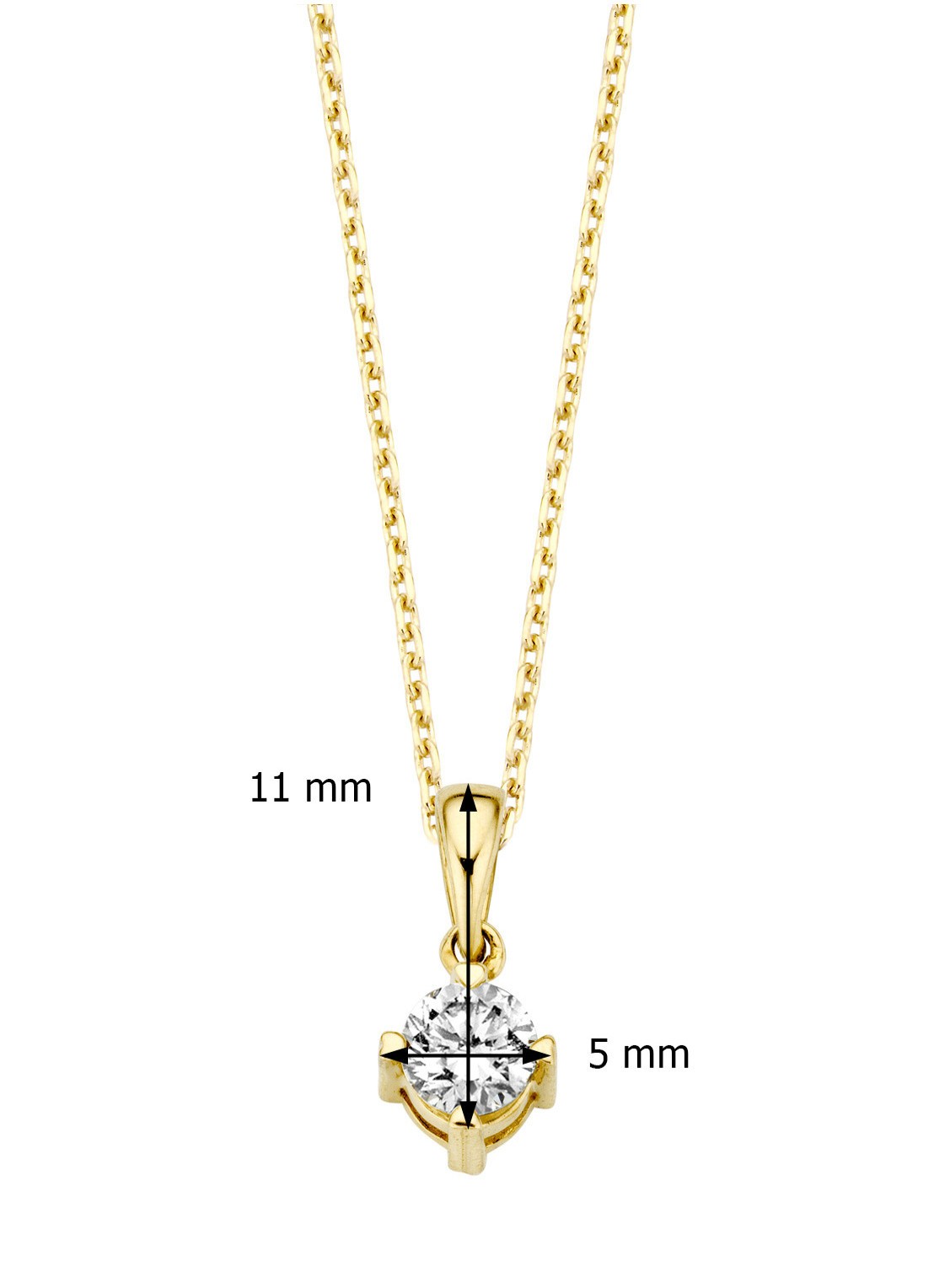 Diamond Point Geelgouden hanger 0.25 ct diamant Hearts & Arrows - detail geelgoud