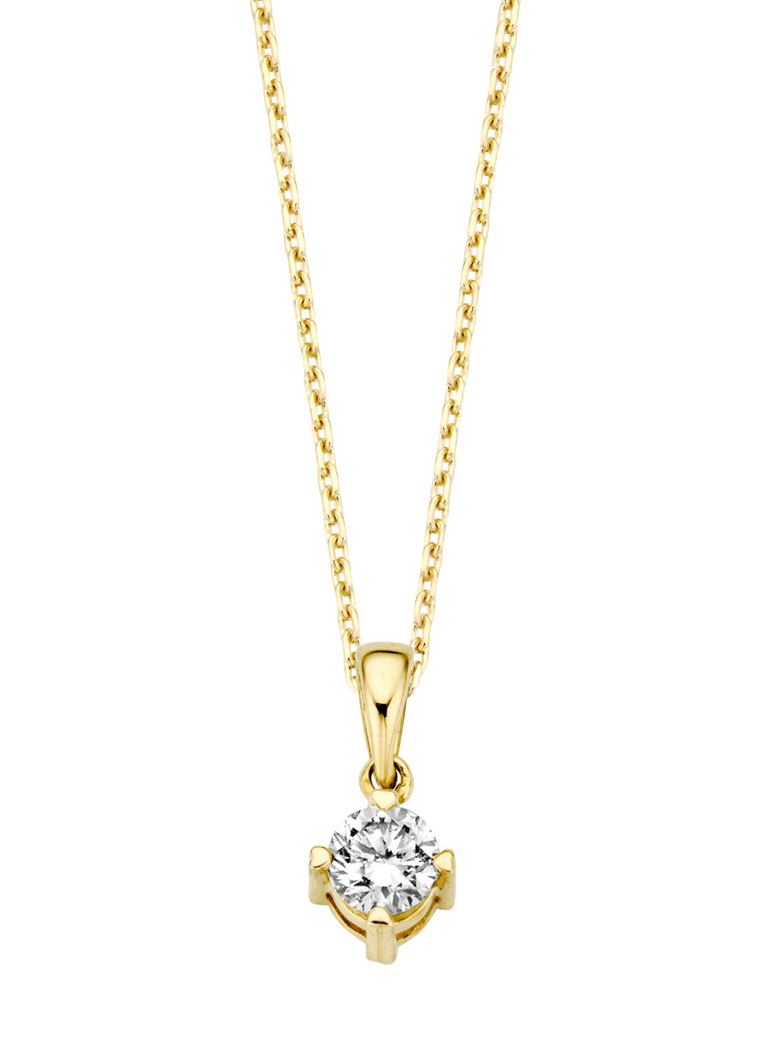 Diamond Point Geelgouden hanger 0.25 ct diamant Hearts & Arrows - voorkant 2 geelgoud
