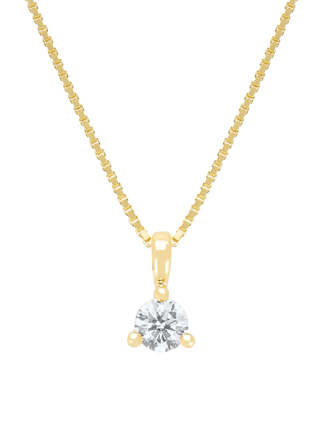 Diamond Point Geelgouden hanger, 0.30 ct diamant, Hearts & Arrows - voorkant geelgoud