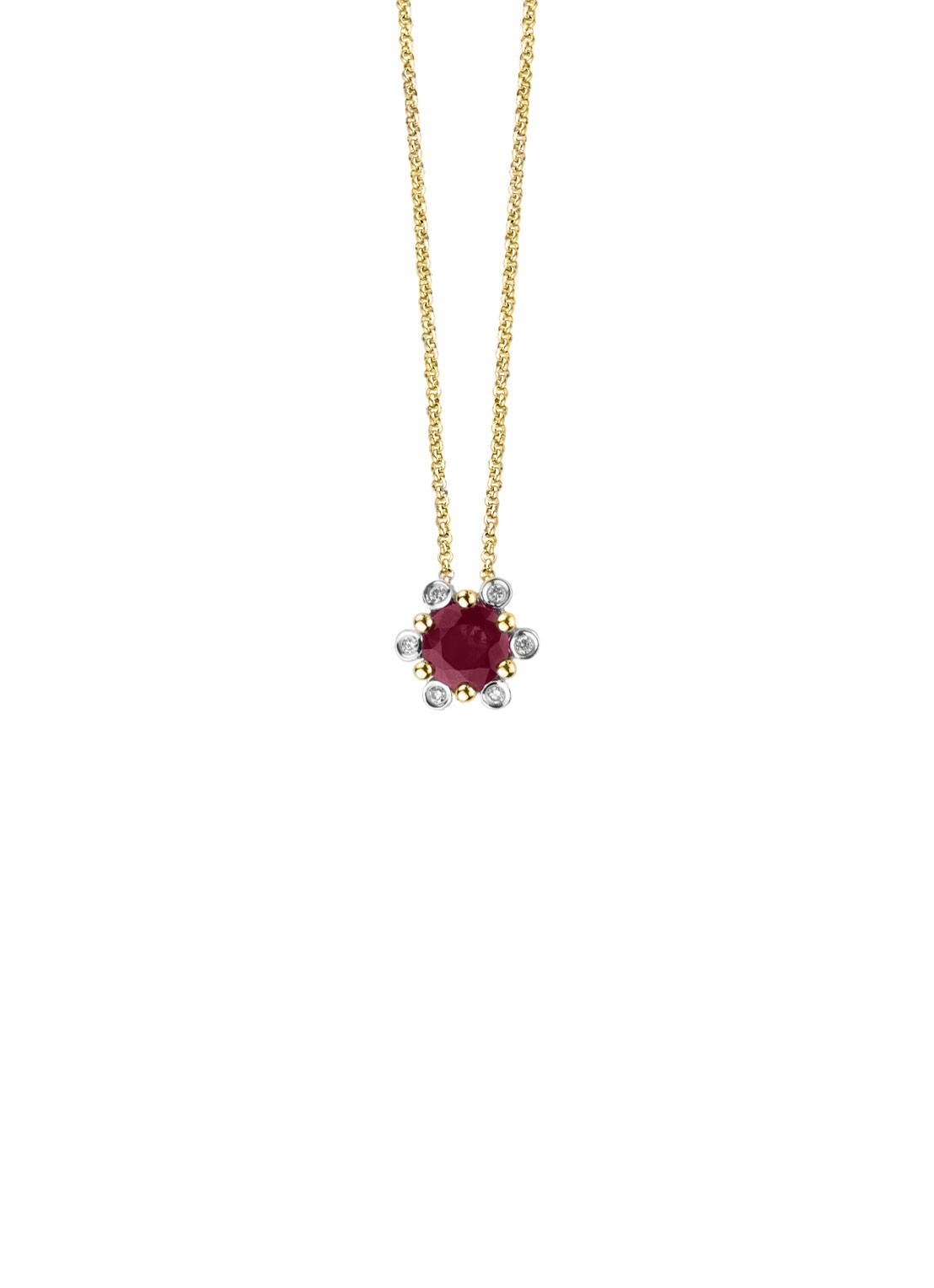 Diamond Point Geelgouden hanger, 0.44 ct robijn, Empress - voorkant 2 geelgoud