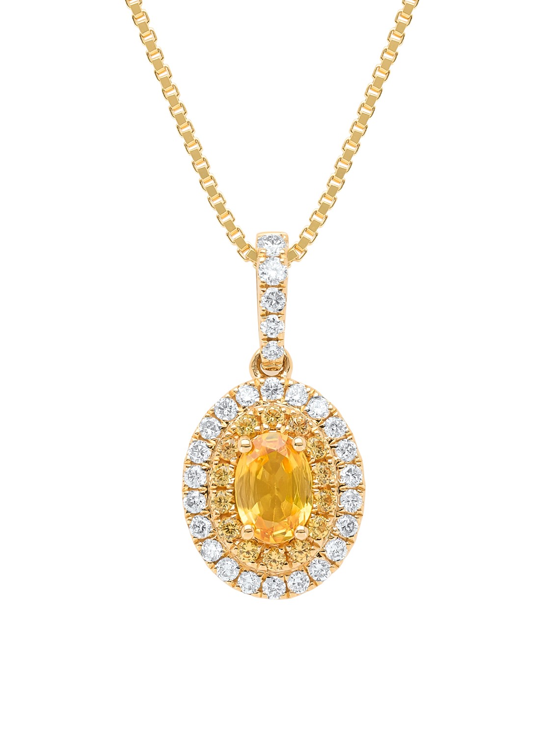Diamond Point Geelgouden hanger, 0.73 ct gele saffier, Eden - voorkant 2 geelgoud