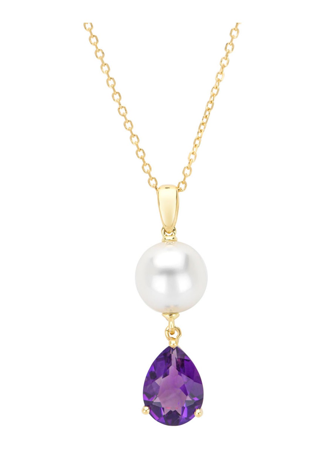 Diamond Point Geelgouden hanger, 0.82 ct paarse amethist, Rivièra - voorkant geelgoud