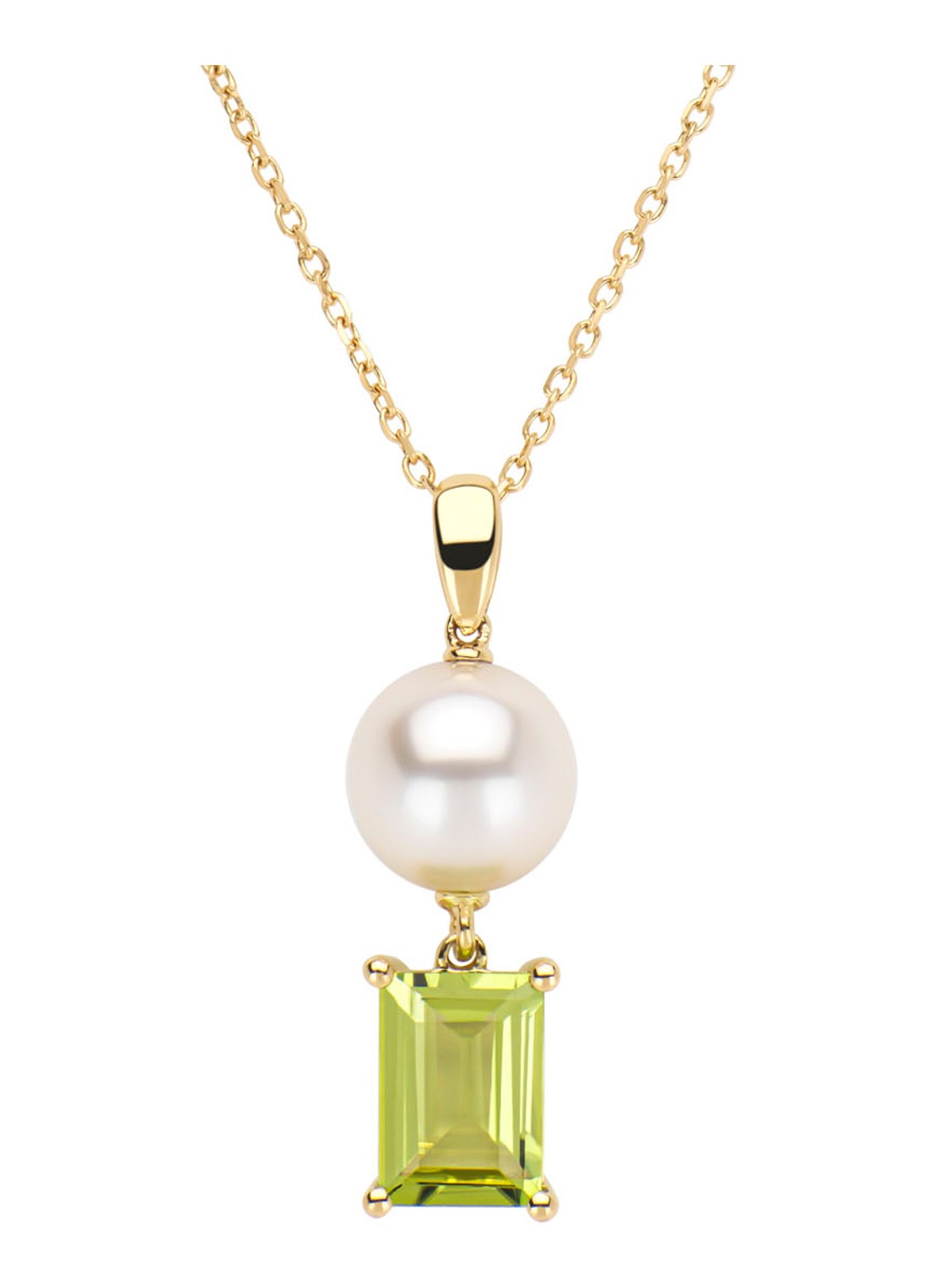 Diamond Point Geelgouden hanger, 0.90 ct peridoot, Rivièra - voorkant geelgoud