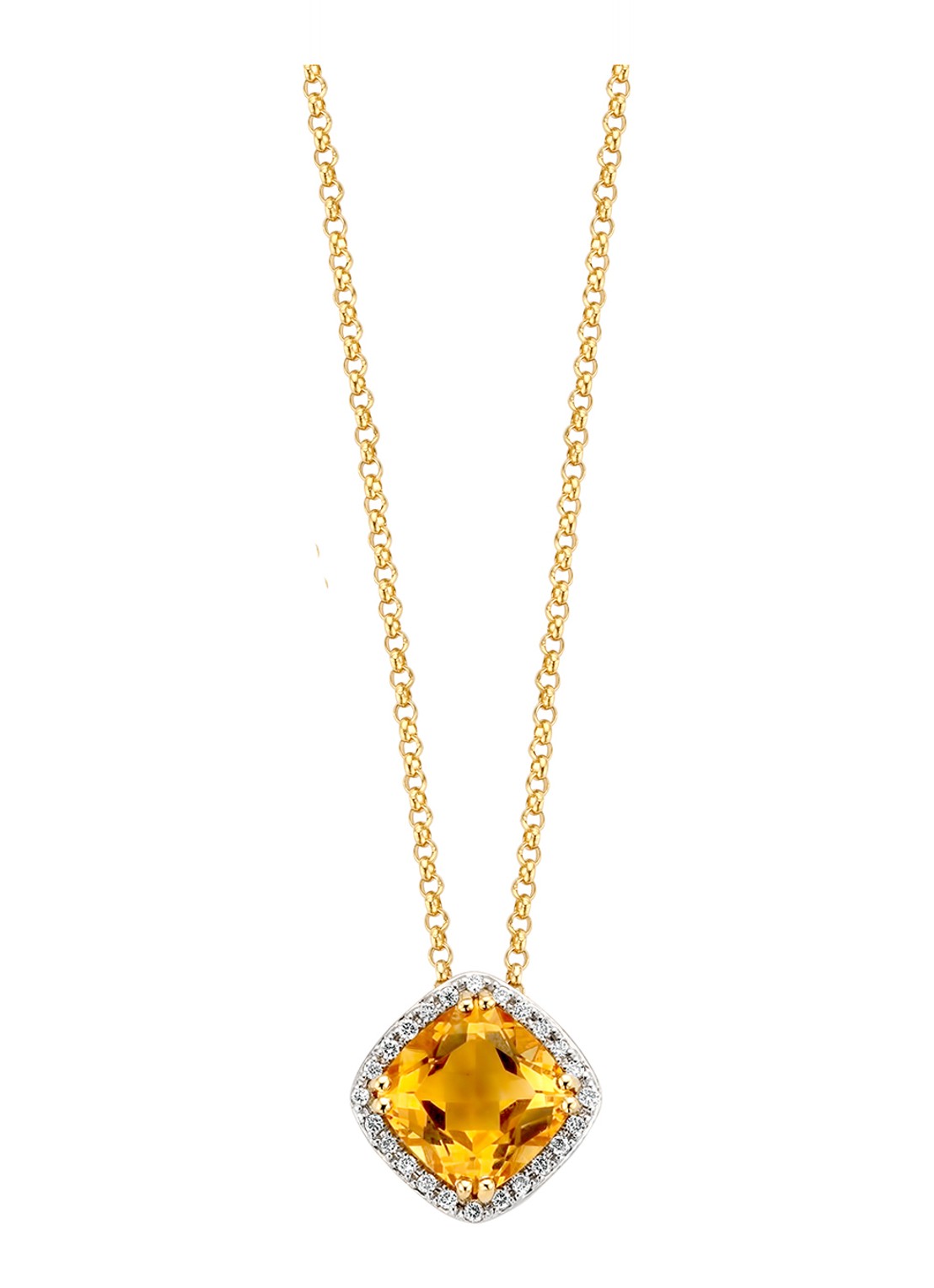 Diamond Point Geelgouden hanger 1.56 ct citrien Fiësta - voorkant 2 geelgoud