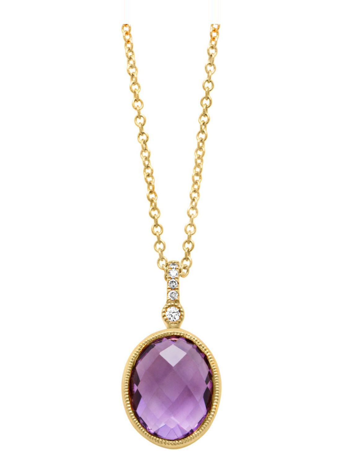 Diamond Point Geelgouden hanger 1.88 ct paarse amethist Philosophy - voorkant geelgoud