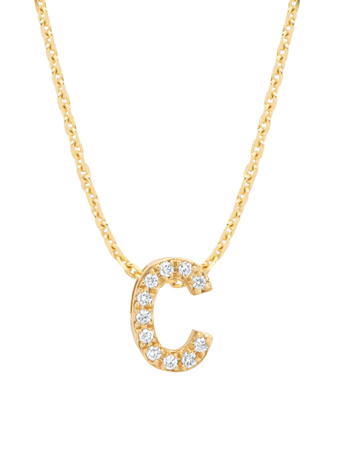 Diamond Point Geelgouden hanger C, 0.04 ct diamant, Alphabet - voorkant geelgoud
