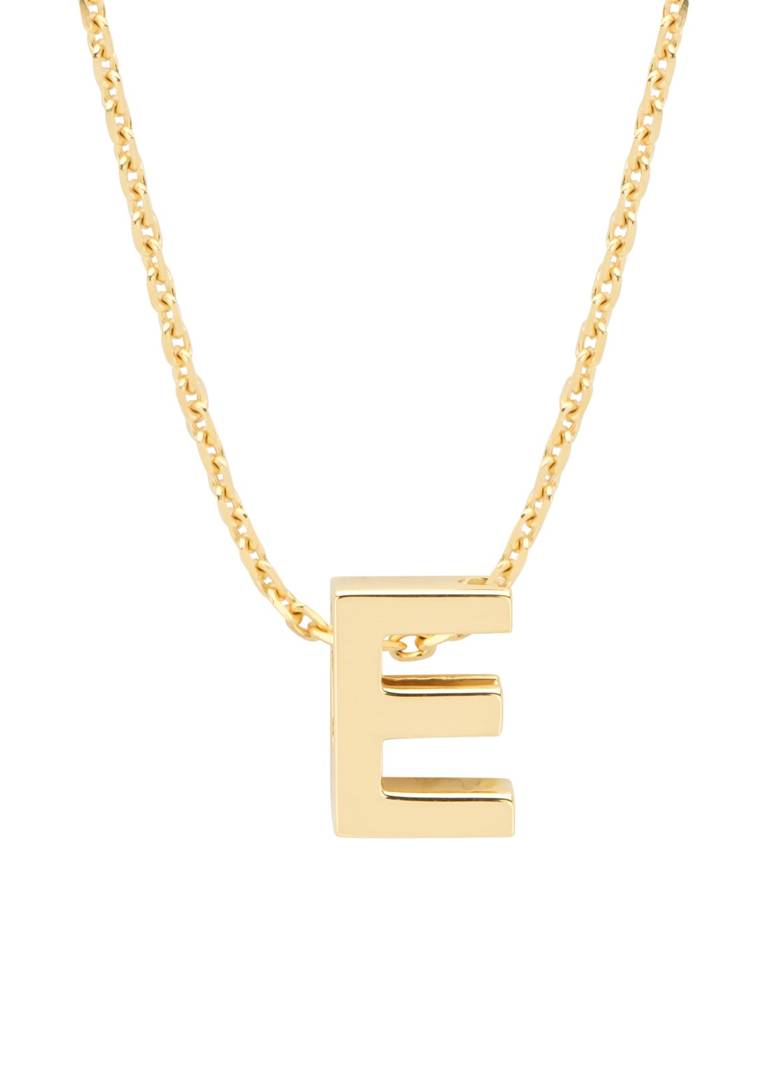 Diamond Point Geelgouden hanger E, Alphabet - voorkant geelgoud
