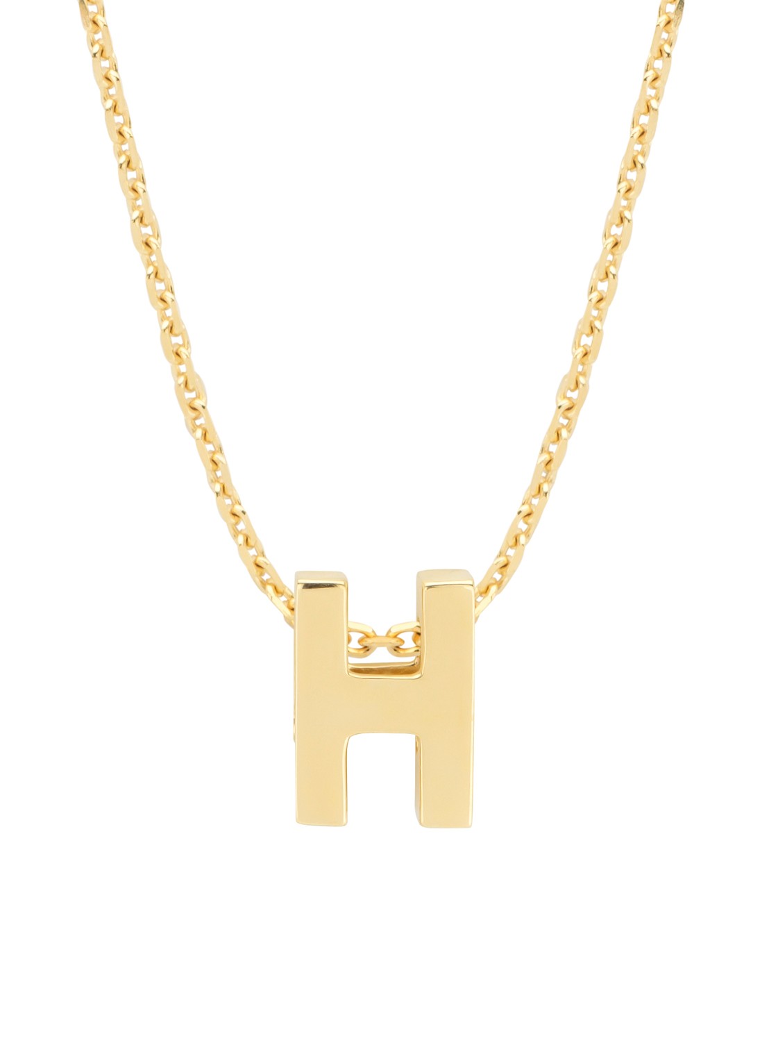 Diamond Point Geelgouden hanger H, Alphabet - voorkant geelgoud