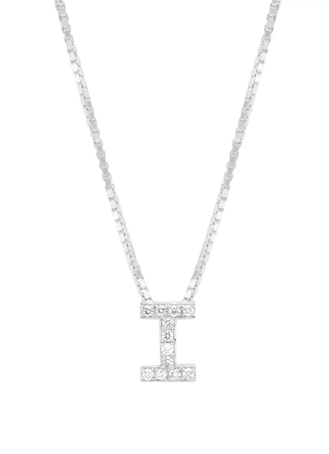 Diamond Point Geelgouden hanger I, 0.05 ct diamant, Alphabet - voorkant witgoud