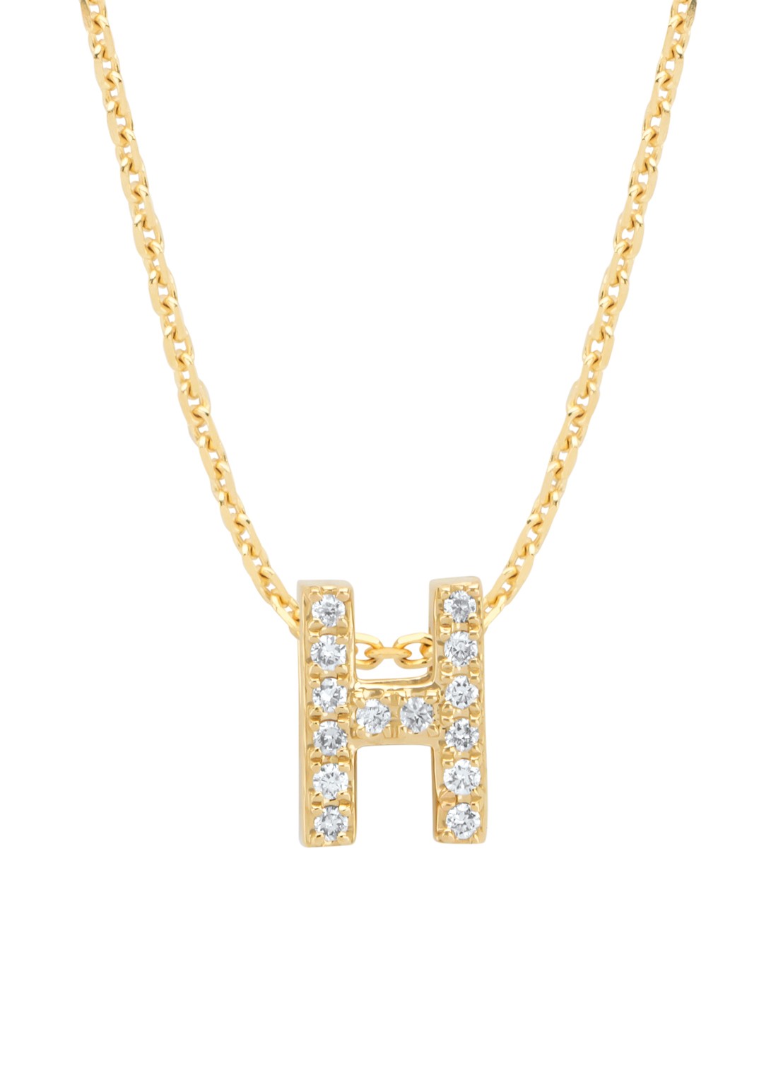 Diamond Point Geelgouden hanger I, 0.05 ct diamant, Alphabet - voorkant geelgoud