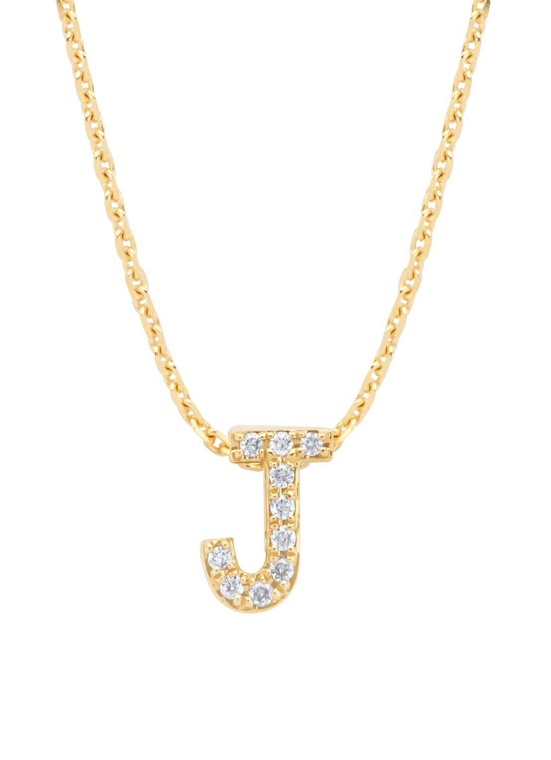 Diamond Point Geelgouden hanger J, 0.04 ct diamant, Alphabet - voorkant geelgoud