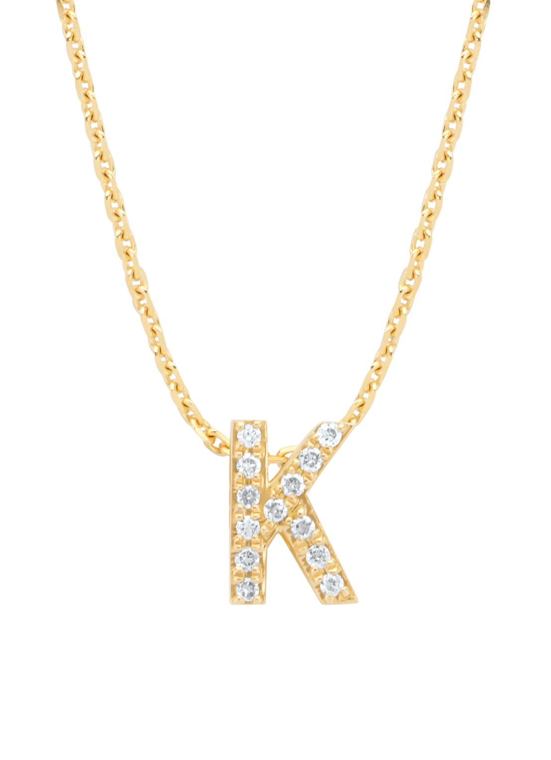 Diamond Point Geelgouden hanger K, 0.05 ct diamant, Alphabet - voorkant geelgoud
