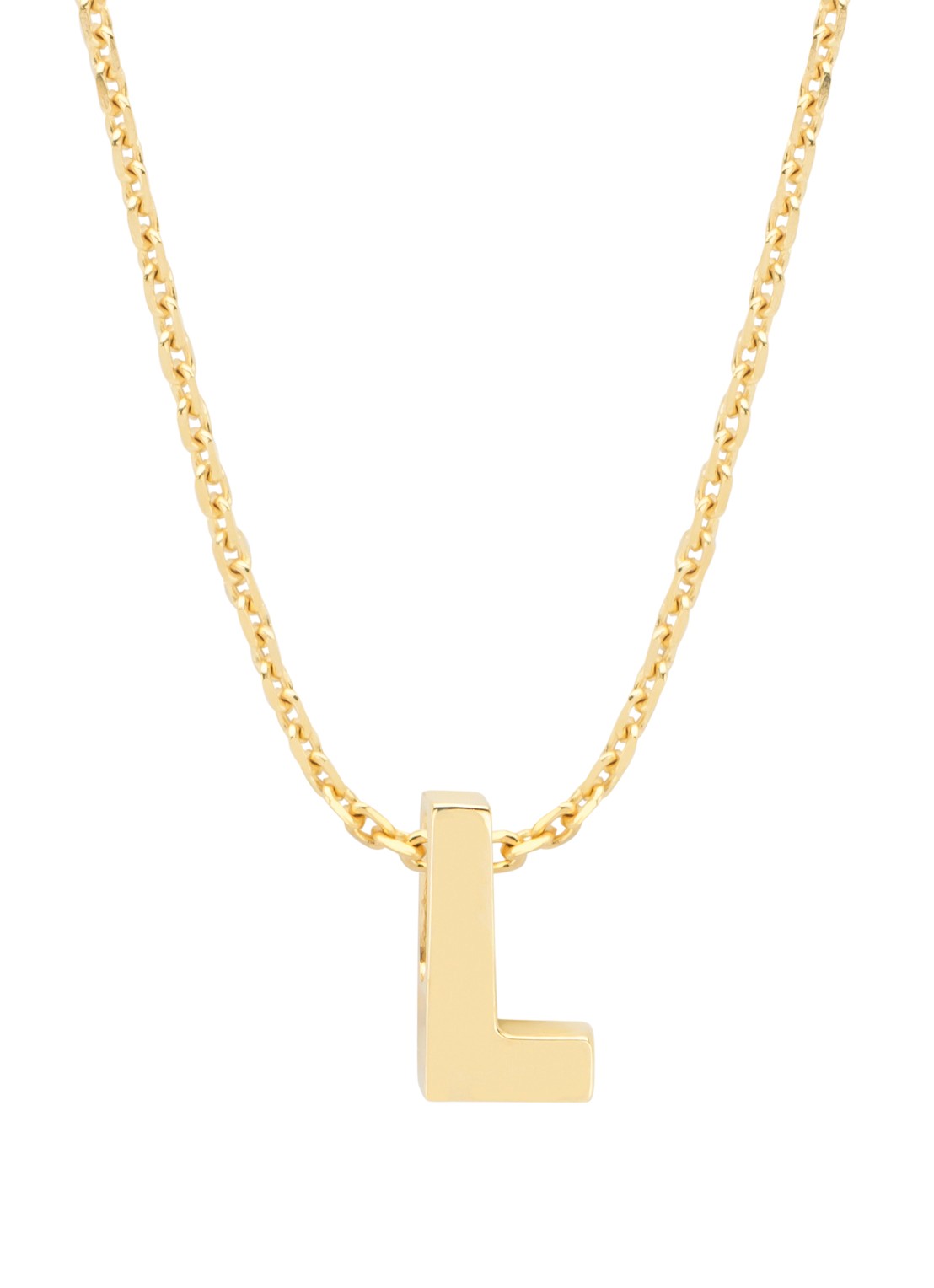 Diamond Point Geelgouden hanger L, Alphabet - voorkant geelgoud