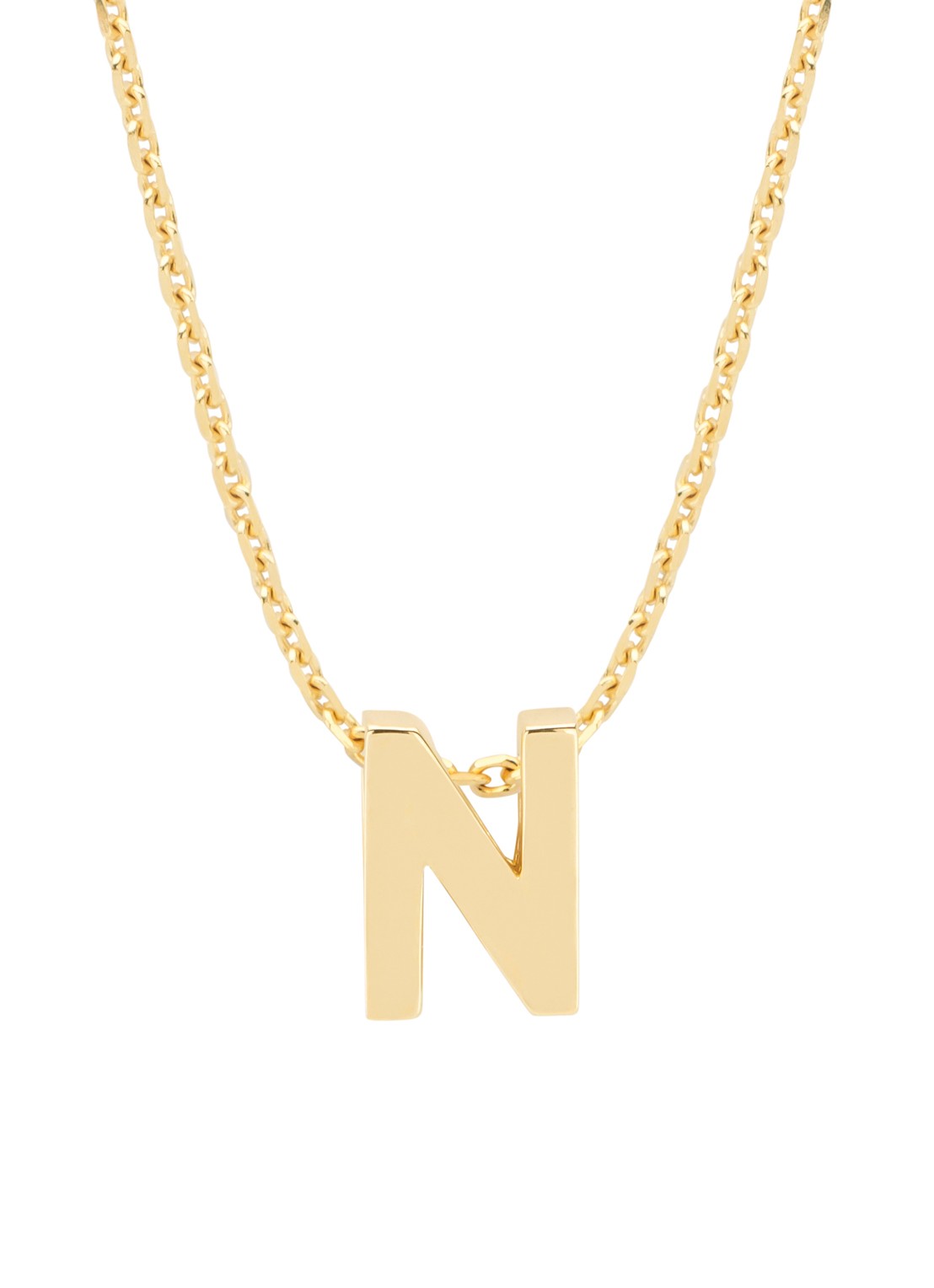 Diamond Point Geelgouden hanger N, Alphabet - voorkant geelgoud