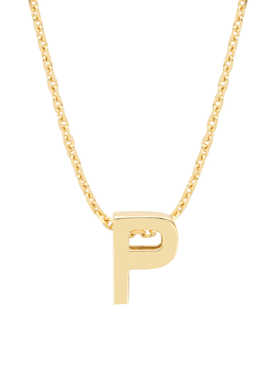 Diamond Point Geelgouden hanger P, Alphabet - voorkant geelgoud