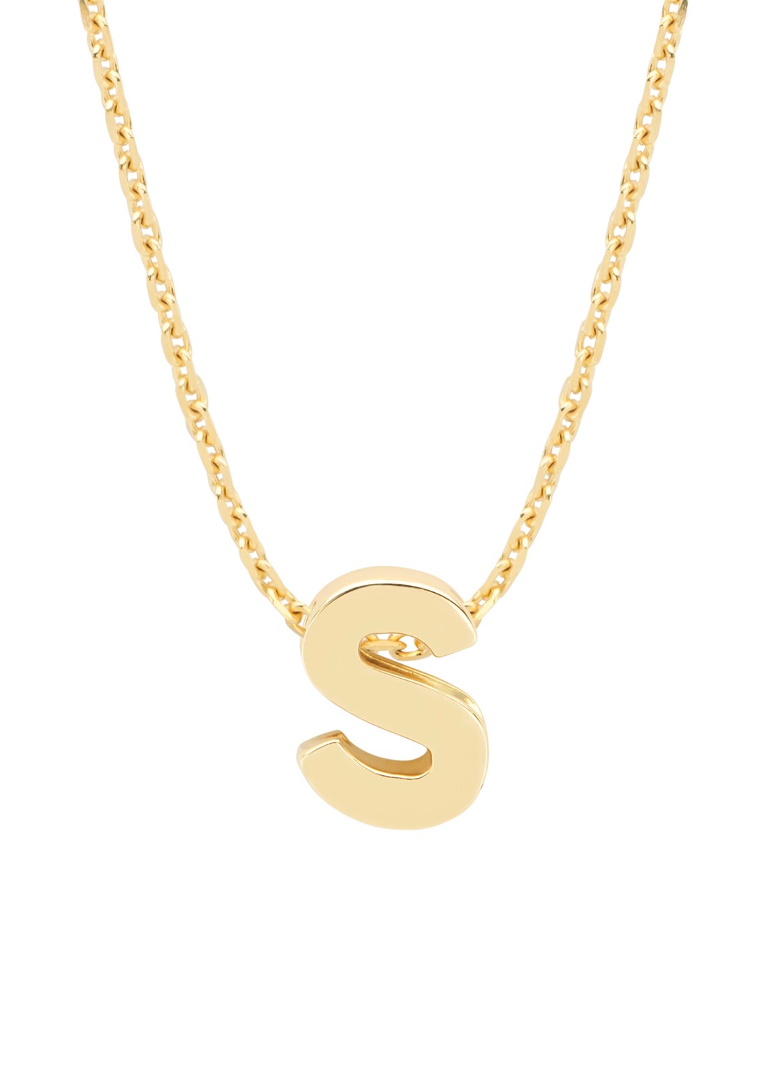 Diamond Point Geelgouden hanger S, Alphabet - voorkant geelgoud