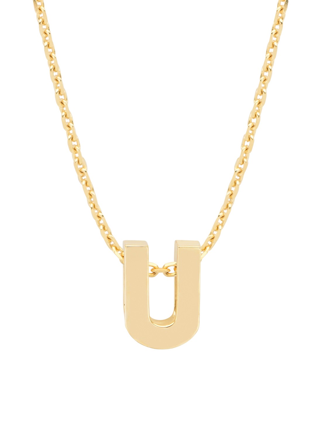 Diamond Point Geelgouden hanger U, Alphabet - voorkant geelgoud