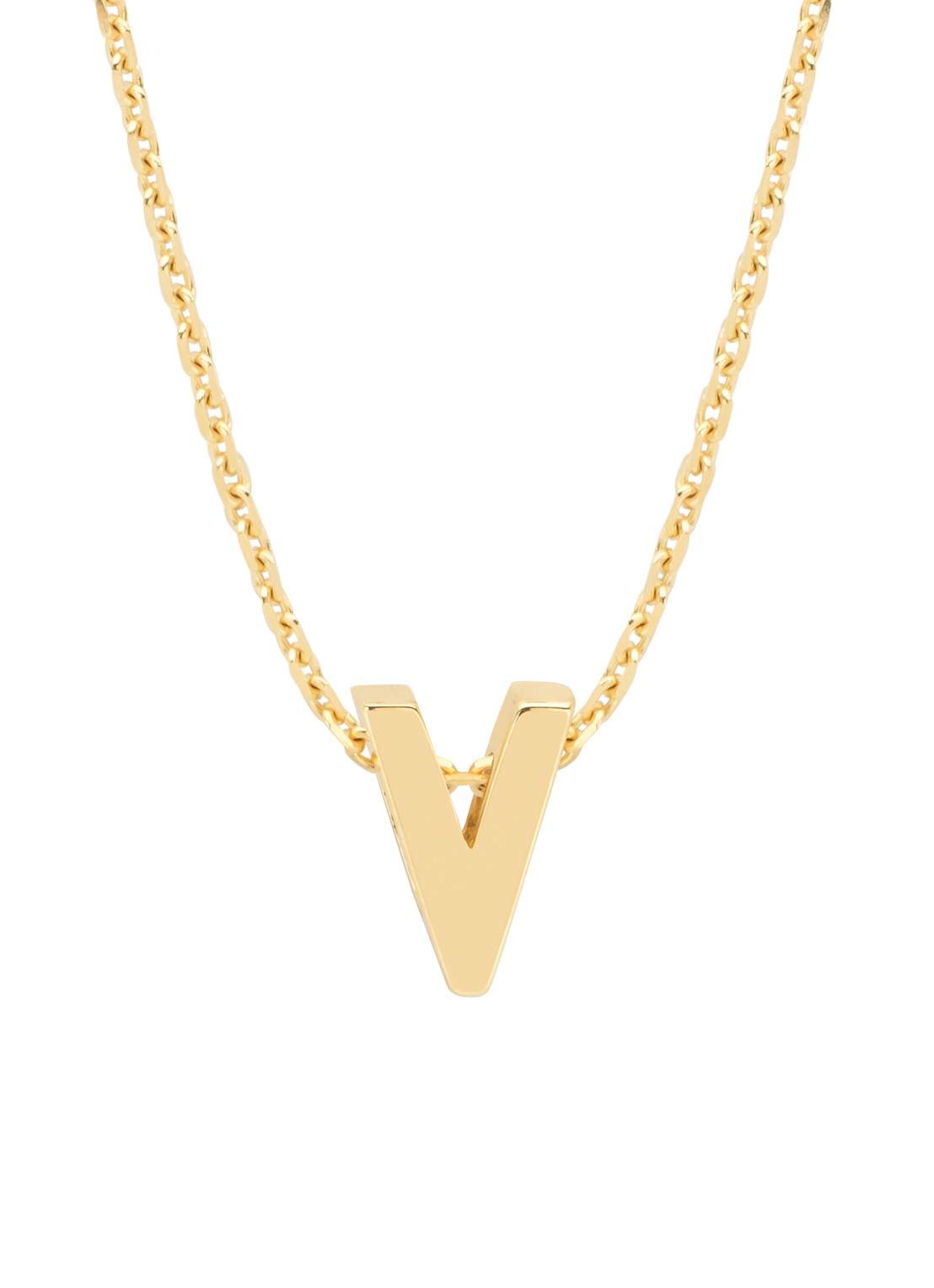 Diamond Point Geelgouden hanger V, Alphabet - voorkant geelgoud