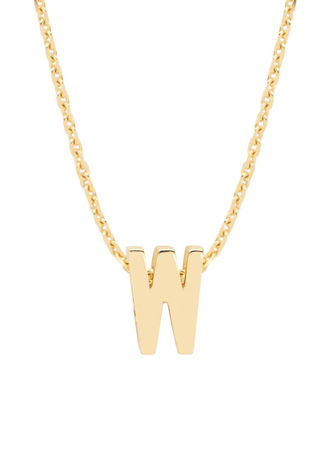 Diamond Point Geelgouden hanger W, Alphabet - voorkant 2 geelgoud