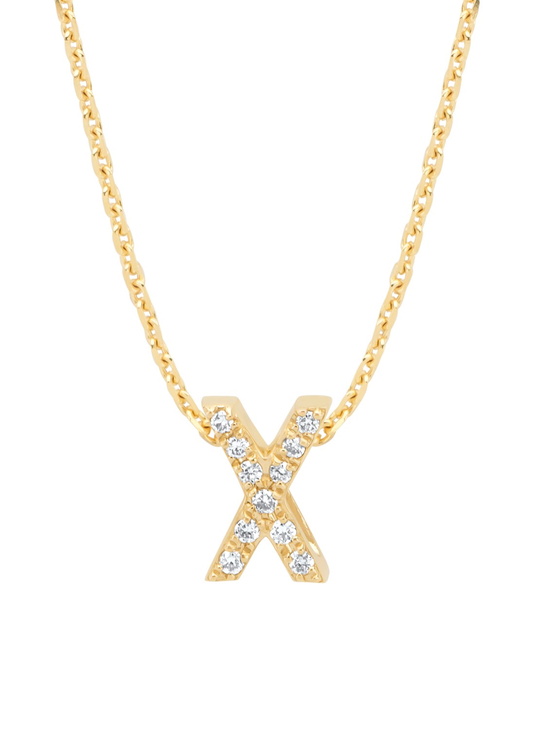 Diamond Point Geelgouden hanger X, 0.05 ct diamant, Alphabet - voorkant geelgoud
