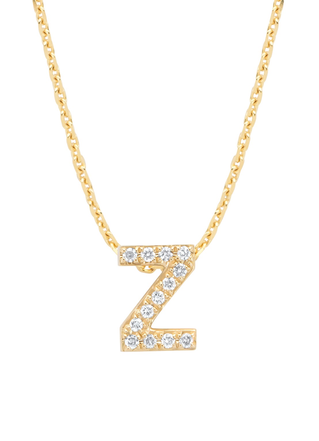 Diamond Point Geelgouden hanger Z, 0.05 ct diamant, Alphabet - voorkant 2 geelgoud