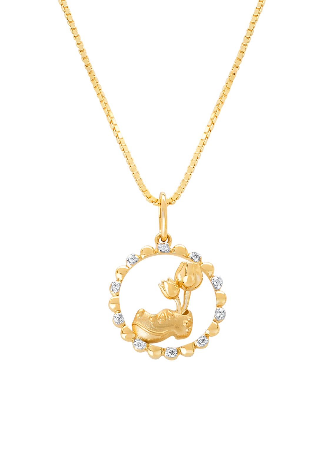 Diamond Point Geelgouden Klomp hanger, 0.03 ct diamant, Dutch icons - voorkant geelgoud